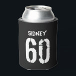 Personalised 60th Birthday Black White Gag Gift Can Cooler<br><div class="desc">Add a Name for a Custom 60th Birthday Can Holder Gift.</div>