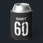 Personalised 60th Birthday Black White Gag Gift Can Cooler<br><div class="desc">Add a Name for a Custom 60th Birthday Can Holder Gift.</div>
