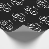 Personalised 60th Birthday Black Wrapping Paper