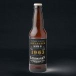 Personalised 60th Birthday Born 1963 Vintage Black Beer Bottle Label<br><div class="desc">A personalised classic beer bottle label design for that birthday celebration for somebody born in 1963 and turning 60. Add the name to this vintage retro style black, white and gold design for a custom 60 birthday gift. Easily edit the name and year with the template provided. A wonderful custom...</div>