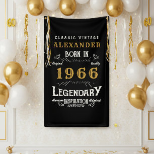 Personalised 60th Birthday Born 1966 Retro Party Banner
