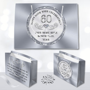 Personalised, 60th Birthday Gift Bag, Any Occasion Large Gift Bag