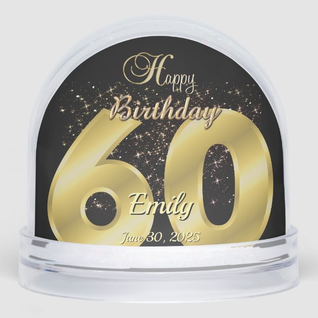 Personalised 60th Birthday Gift Snow Globe  (Front)