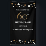 Personalised 60th Birthday Gold and black dots Banner<br><div class="desc">Welcome your guests with this black,  gold and black 60th birthday vertical banner. Printed gold to add a touch of sophistication.
Personalise the name.</div>