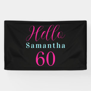 Personalised 60th Birthday Hot Pink Black Birthday Banner