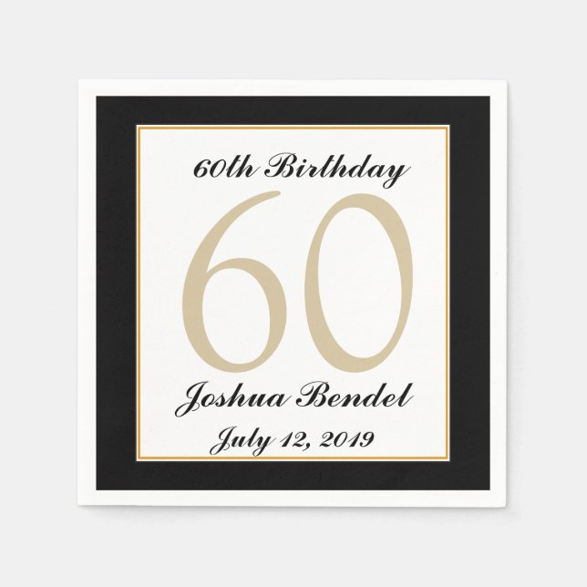 Personalised 60th Birthday Party Napkins (Front)