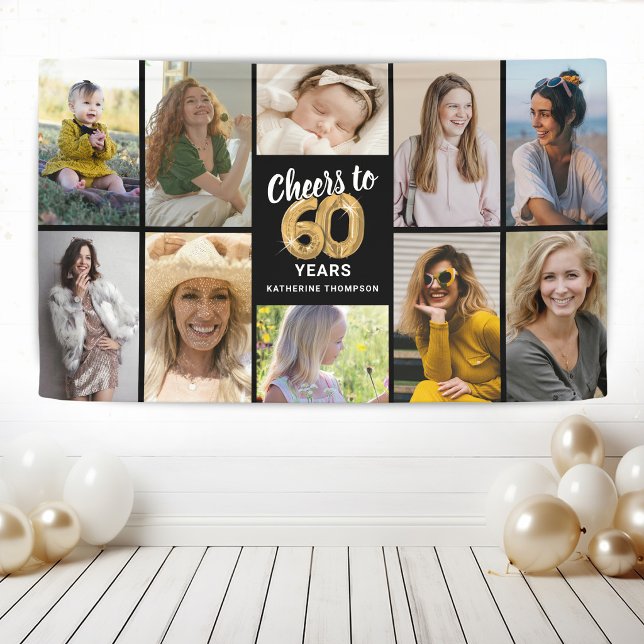 Personalised 60th Birthday Photo Collage Banner (Creator Uploaded)