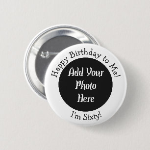 Personalised 60th Birthday Photo Template Button