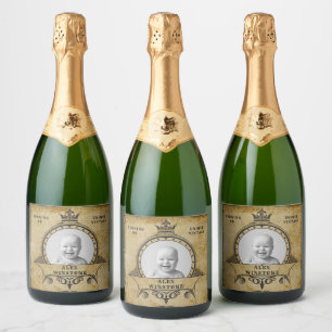 Personalised 60th Birthday Vintage Photo Template Sparkling Wine Label