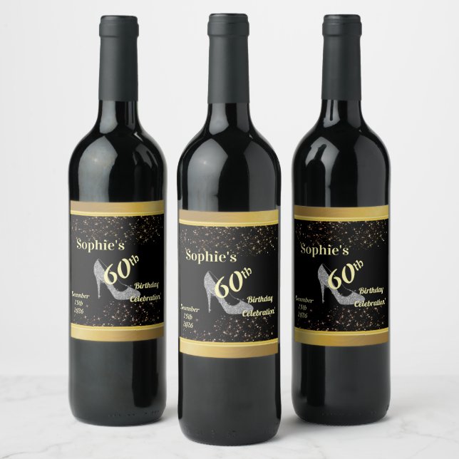 Personalised  60th Birthday Wine Bottle Label (Bottles)