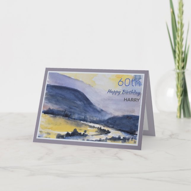 Personalised 60th Mountain Scenic Birthday Card (Front)