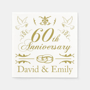 Personalised 60th Wedding Anniversary Napkin
