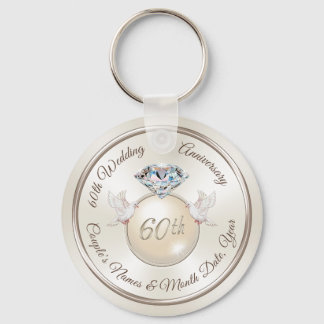 Personalised 60th Wedding Anniversary Party Key Ring
