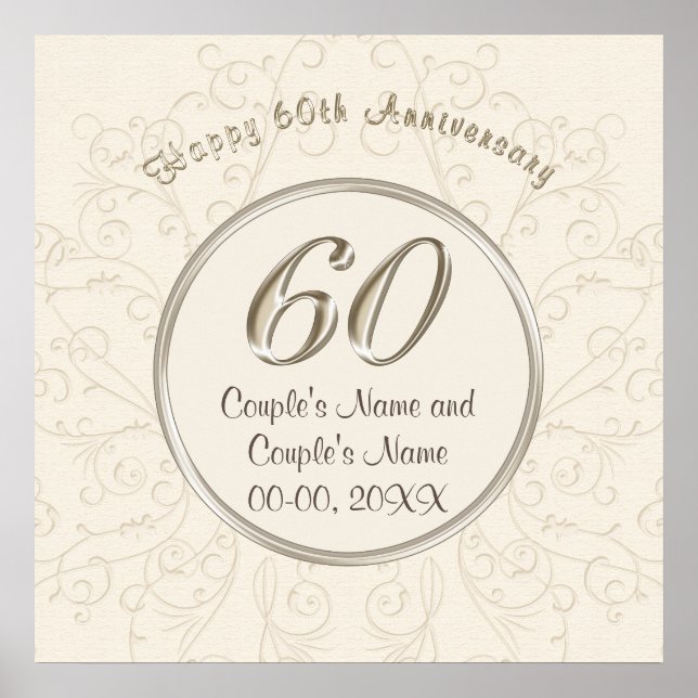 Personalised 60th Wedding Anniversary Posters (Front)