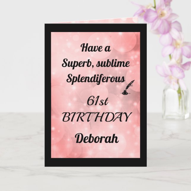 Personalised 61st Birthday Folded Greeting Card (Orchid)