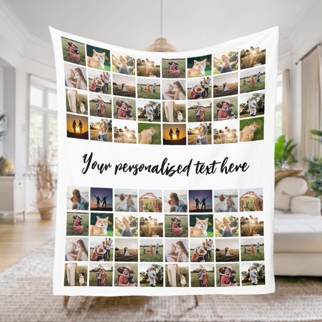 Personalised 64 Photo Collage Fleece Blanket (Creator Uploaded)