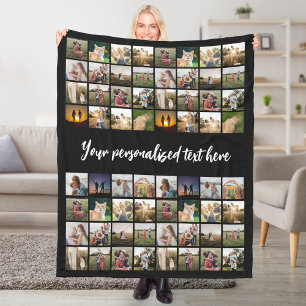 Personalised 64 Photo Collage Fleece Blanket