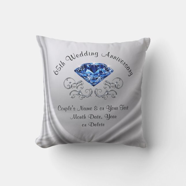 Personalised 65th Anniversary Gift Sapphire Pillow (Front)