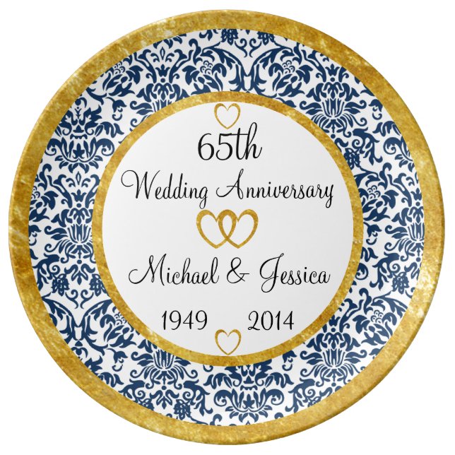 Personalised 65th Anniversary Porcelain Plate (Front)
