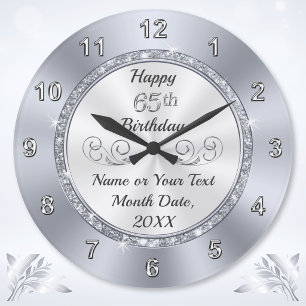 Personalised, 65th Birthday Gift for Her or Him,  Large Clock