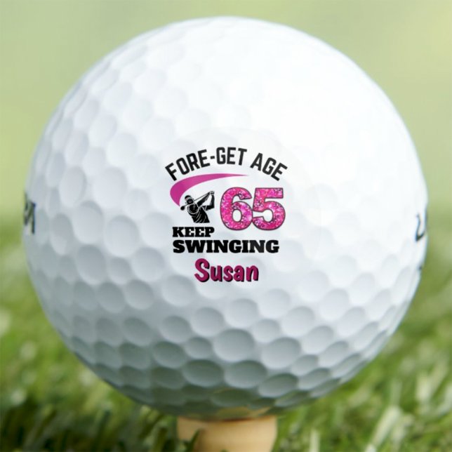 Personalised 65th Birthday Gift - Pink Funny Golf Balls (Creator Uploaded)