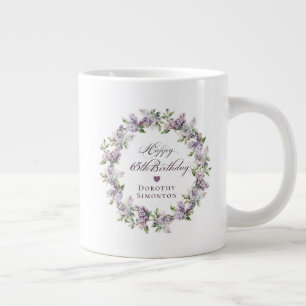Personalised 65th Birthday Gift Purple Lilac Large Coffee Mug