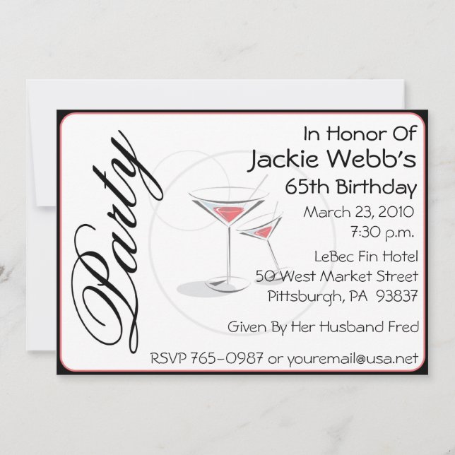 Personalised 65th Birthday Party Invitation (Front)