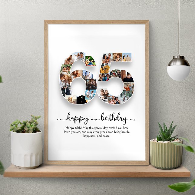 Personalised 65th Birthday Photo Collage Poster (Creator Uploaded)