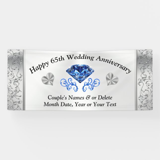 Personalised 65th Wedding Anniversary Banners (Horizontal)