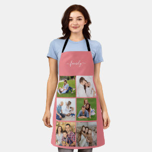 Personalised 6 Photo Collage family, Custom text Apron