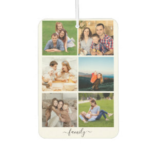 Personalised 6 Photo Collage family, Custom text Car Air Freshener