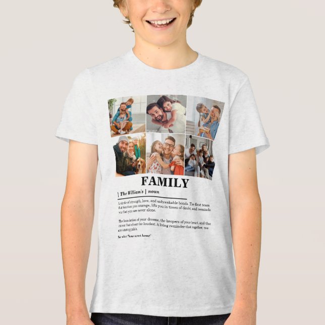 Personalised 6 Photo Collage Family Definition Tri-Blend Shirt (Front)