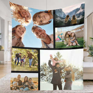 Personalised 6 Photo Collage Fleece Blanket
