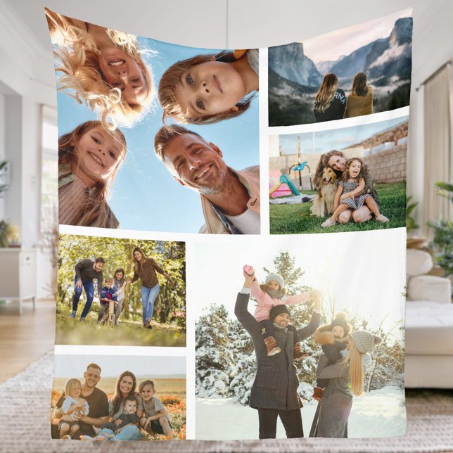 Personalised 6 Photo Collage Fleece Blanket (Creator Uploaded)