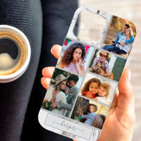 Personalised 6 Photo Collage on Grey Marble