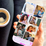 Personalised 6 Photo Collage Purple Pink Marble iPhone 13 Pro Max Case<br><div class="desc">Modern photo collage iPhone case which you can personalise with 6 of your favourite photos and your name. The template is set up ready for you to add your photos, working top to bottom in rows. The design has a stylish purple pink lilac marble background and your name is written...</div>