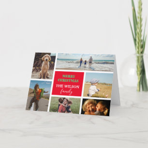 Personalised 6 Photo Family Collage Christmas Holiday Card