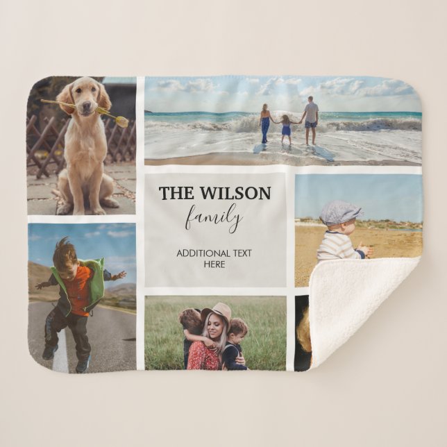 Personalised 6 Photo Family Memories Collage Sherpa Blanket (Front (Horizontal))