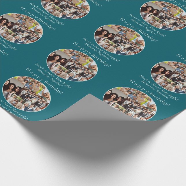 Personalised 6-Photo Family & Spouse Birthday  Wrapping Paper (Corner)