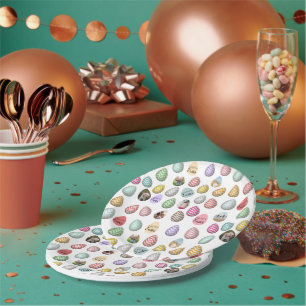 Personalised 6 Photo Pastel Easter Egg Pattern Paper Plate