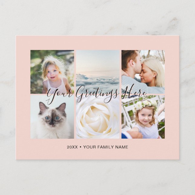 Personalised 6 photos Universal Greetings Postcard (Front)
