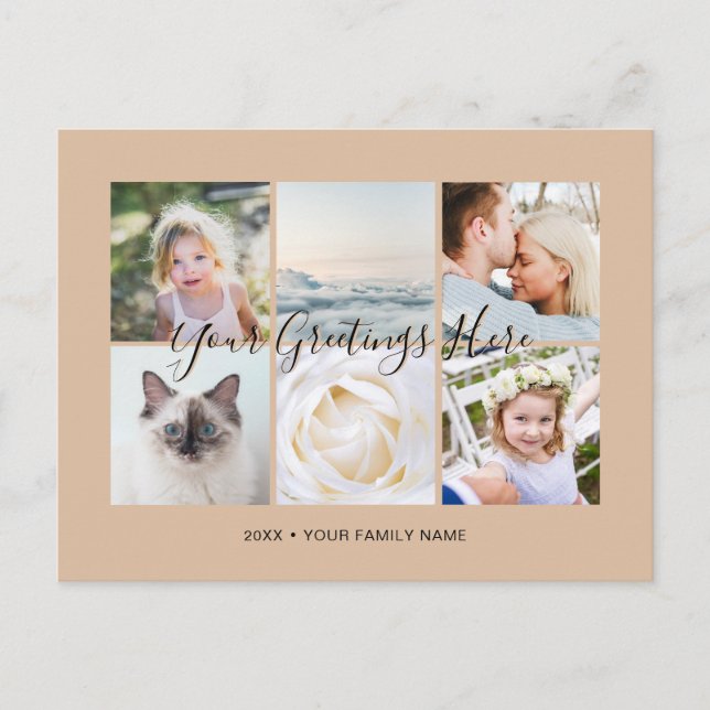 Personalised 6 photos Universal Greetings Postcard (Front)