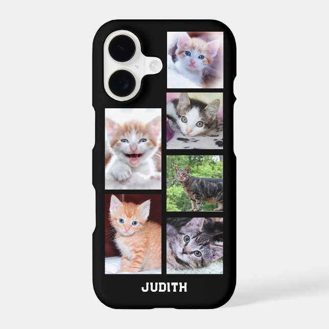 Personalised 6 Square Pet Photo Collage Black (Back)