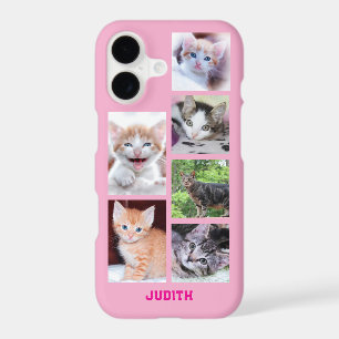 Personalised 6 Square Pet Photo Collage Light Pink