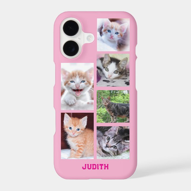 Personalised 6 Square Pet Photo Collage Light Pink (Back)