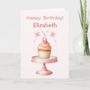 Personalised 6th Birthday Cupcake Card