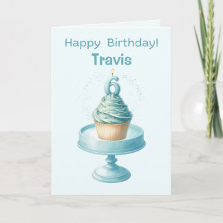 Personalised 6th Birthday Cupcake Card