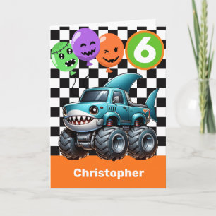 Personalised 6th Birthday Halloween Shark Monster Card