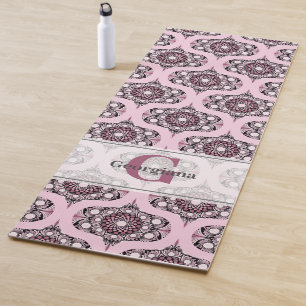 Personalised 70s Dusky Rose Cherry Blossom Mandala Yoga Mat