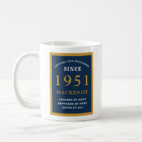 Personalised 70th Birthday 1951 Elegant Blue Gold